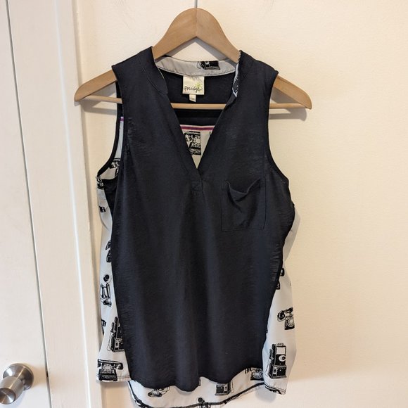 Anthropologie Porridge Black/White Telephone Print Tank - Picture 6 of 14